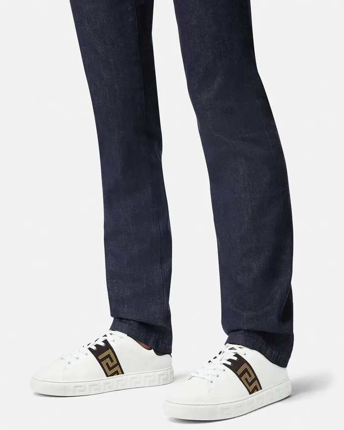 Versace Sneakers Men Studded Greca Trainers Blackgold