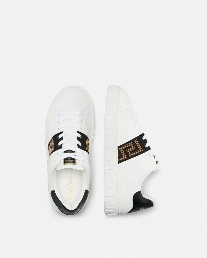 Versace Sneakers Men Studded Greca Trainers Blackgold