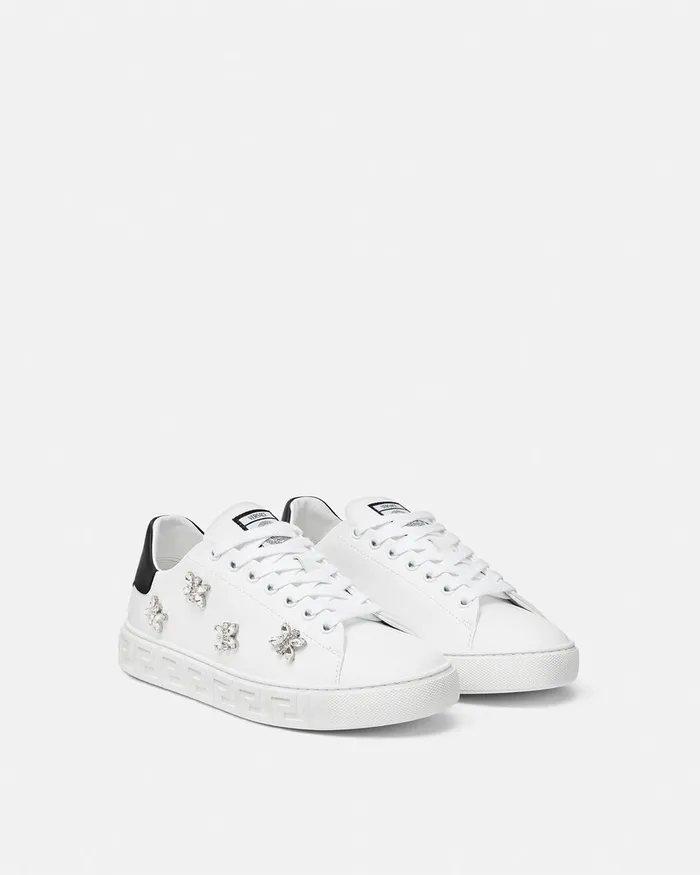 Versace Sneakers Women Crystal Greca Sneakers Blackwhite
