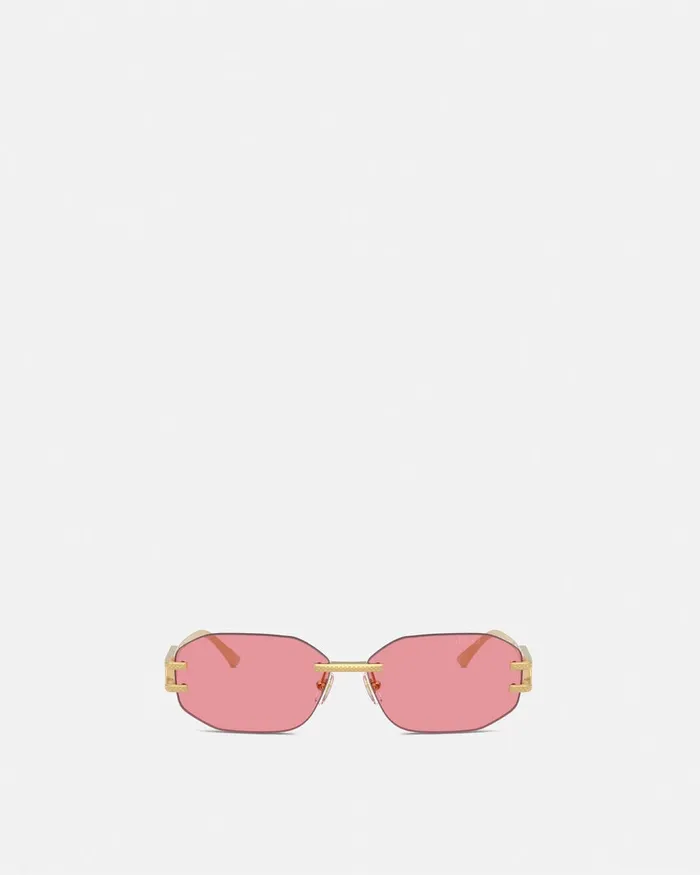 Versace Sunglasses Women Damier Plaque Sunglasses Goldpink