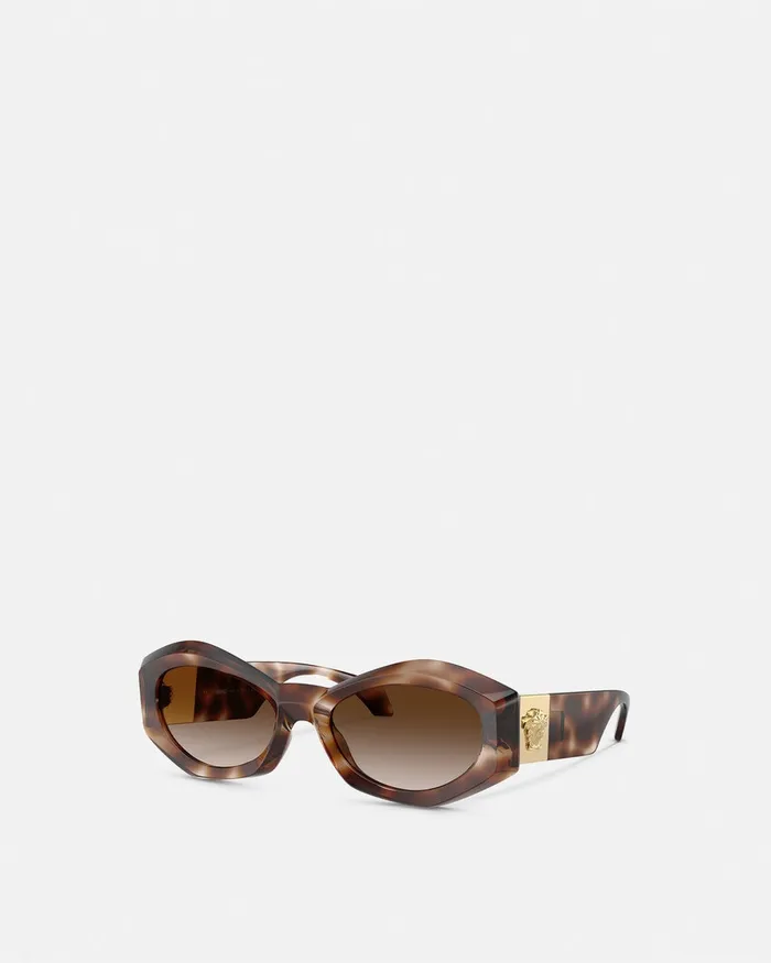 Versace Sunglasses Women Medusa Plaque Irregular Sunglasses Havana