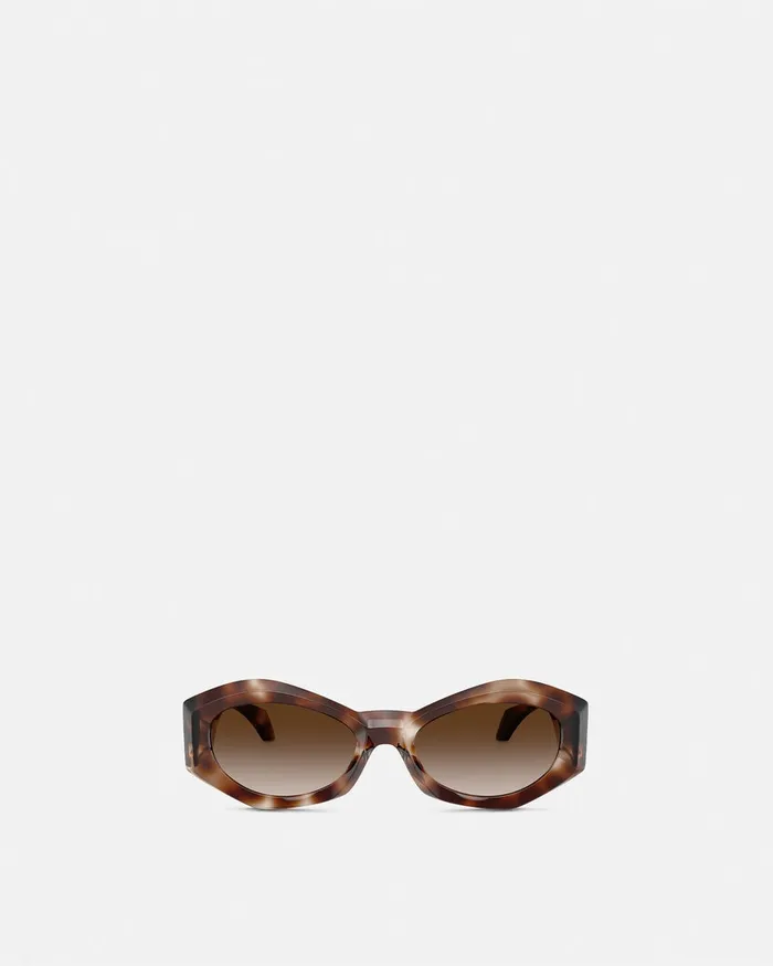 Versace Sunglasses Women Medusa Plaque Irregular Sunglasses Havana