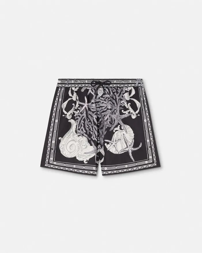 Versace Swimwear Men Barocco Reversible Boardshorts Blackprint