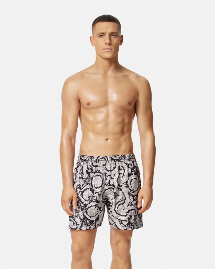 Versace Swimwear Men Barocco Reversible Boardshorts Blackprint