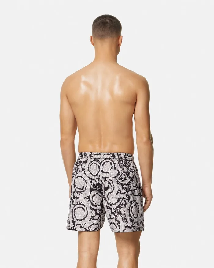 Versace Swimwear Men Barocco Reversible Boardshorts Blackprint