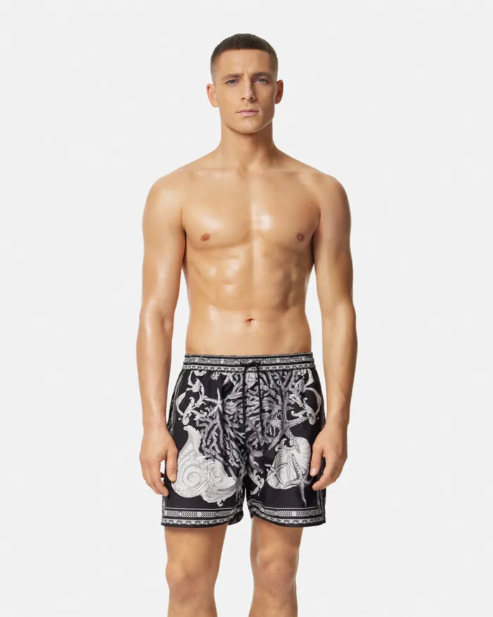 Versace Swimwear Men Barocco Reversible Boardshorts Blackprint