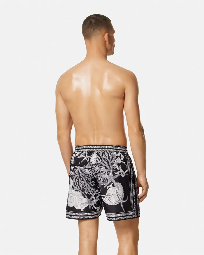 Versace Swimwear Men Barocco Reversible Boardshorts Blackprint