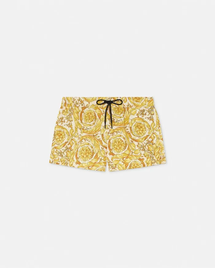 Versace Swimwear Men Barocco Swim Shorts Yellowprint