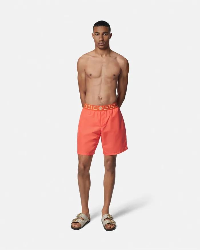 Versace Swimwear Men Greca Border Boardshorts Red