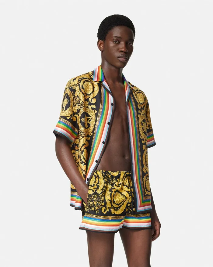Versace Swimwear Men Pride Barocco Swim Shorts Blackprint