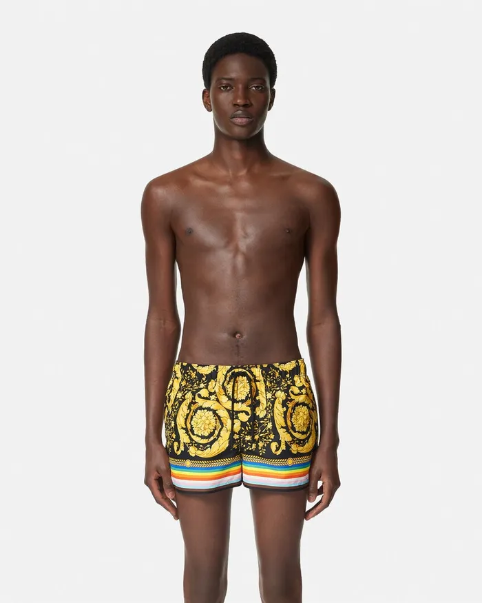 Versace Swimwear Men Pride Barocco Swim Shorts Blackprint
