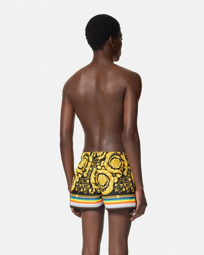 Versace Swimwear Men Pride Barocco Swim Shorts Blackprint