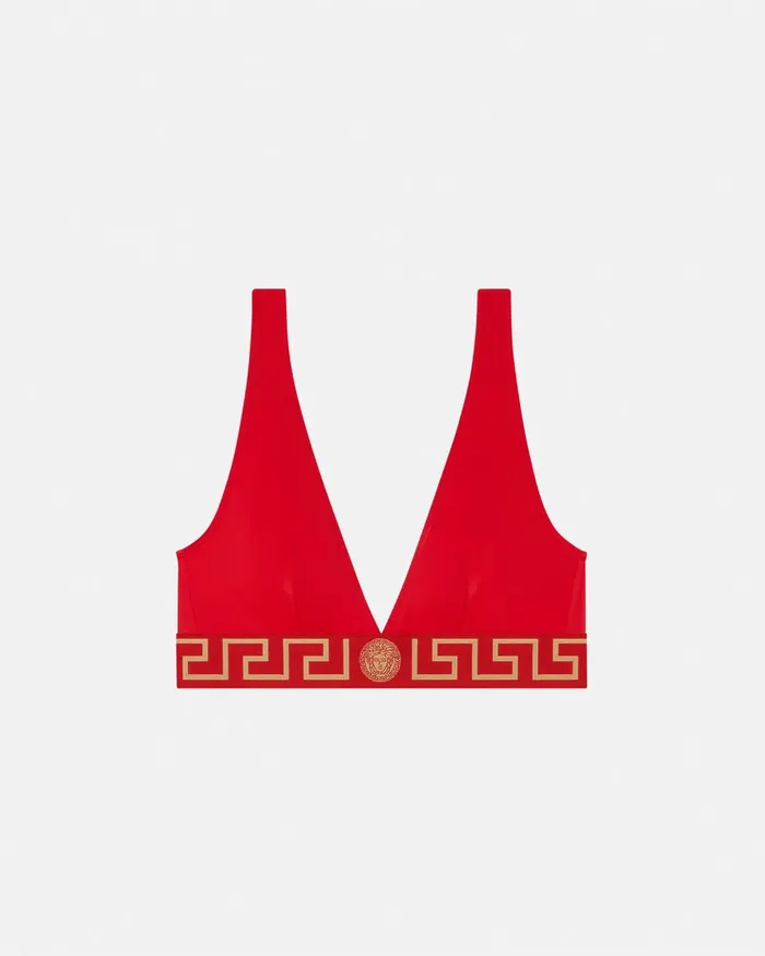 Versace Swimwear Women Greca Border Bikini Top Red