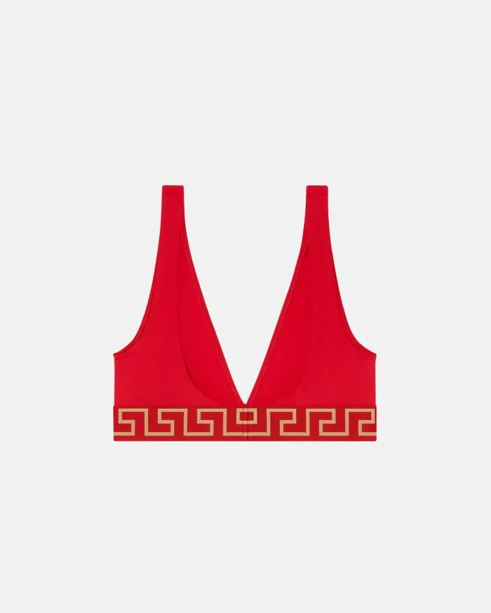 Versace Swimwear Women Greca Border Bikini Top Red