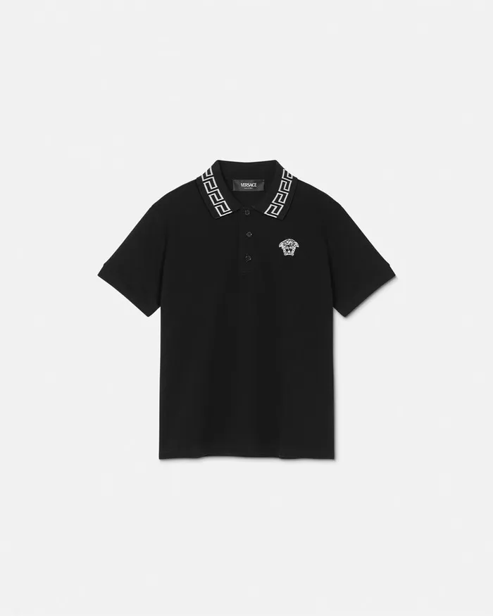 Versace Tshirts and Polos Kids Greca Polo Shirt Black