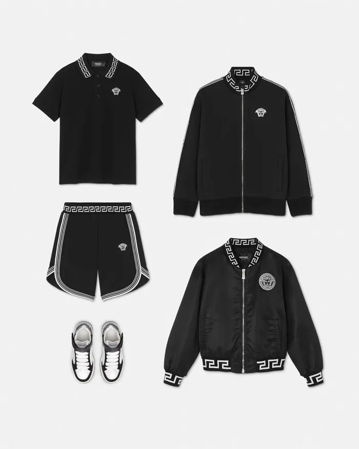 Versace Tshirts and Polos Kids Greca Polo Shirt Black