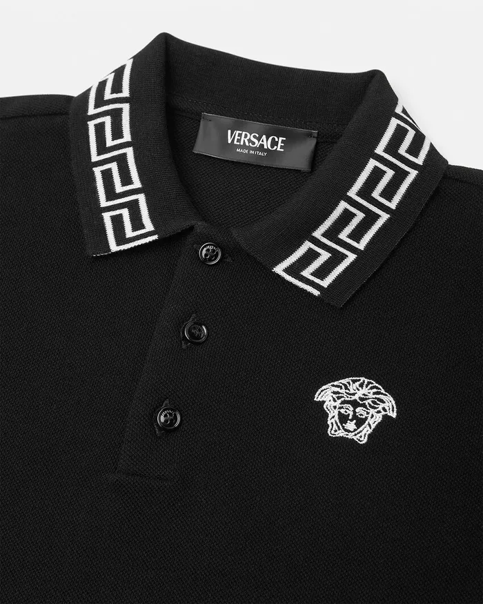 Versace Tshirts and Polos Kids Greca Polo Shirt Black