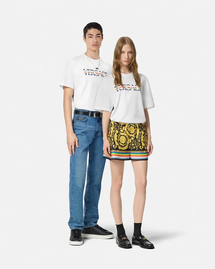 Versace TShirts and Sweatshirts WomenMen Pride Barocco Logo TShirt Whiteprint