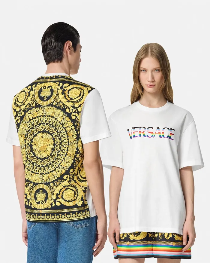 Versace TShirts and Sweatshirts WomenMen Pride Barocco Logo TShirt Whiteprint