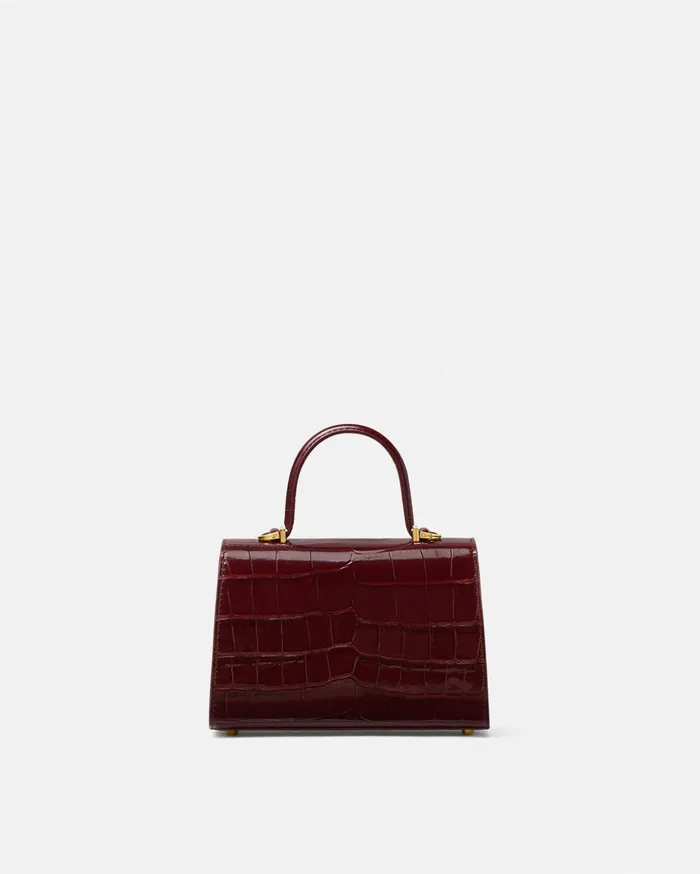 Versace Top Handle Women CrocEffect Medusa 03995 Small Handbag Burgundy