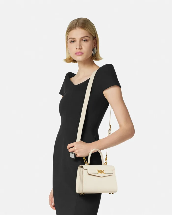 Versace Top Handle Women Medusa 03995 Small Handbag Beige