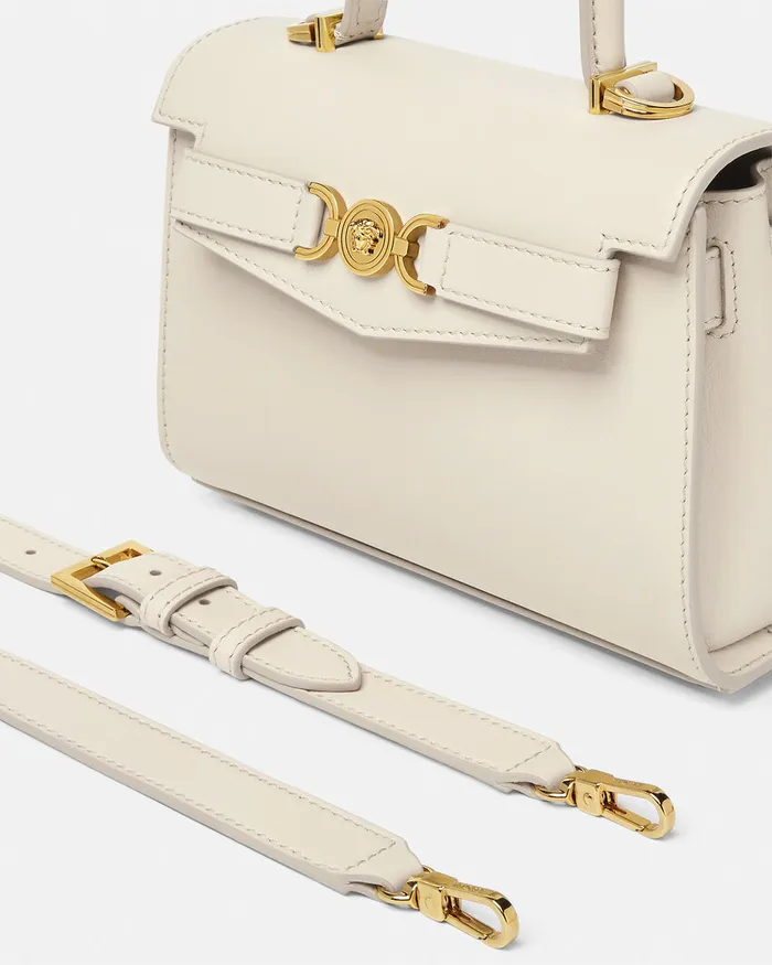 Versace Top Handle Women Medusa 03995 Small Handbag Beige