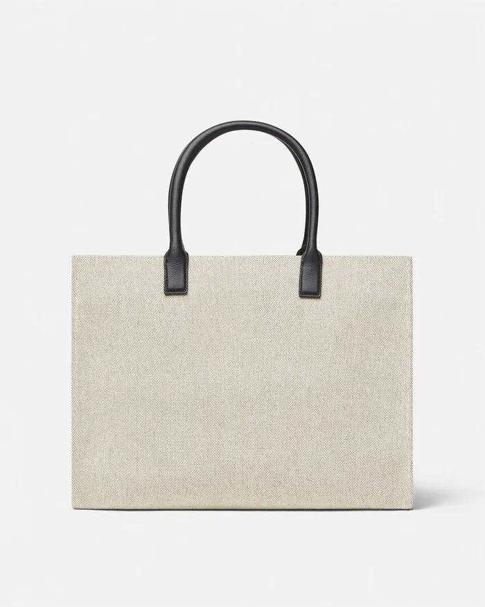 Versace Totes Women La Medusa Canvas Large Tote Bag Beige
