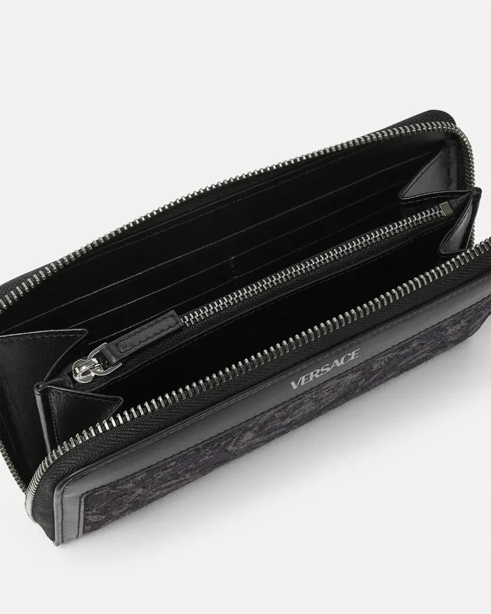 Versace Wallets WomenMen Barocco Jacquard Long Wallet Blackprint