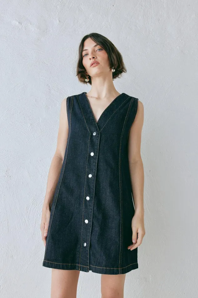 VRG GRL Aston Denim Mini Dress Indigo Women Sets VRG GRL Aston Denim Mini Dress Indigo Women Sets