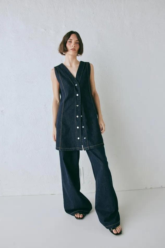 VRG GRL Aston Denim Mini Dress Indigo Women Sets VRG GRL Aston Denim Mini Dress Indigo Women Sets