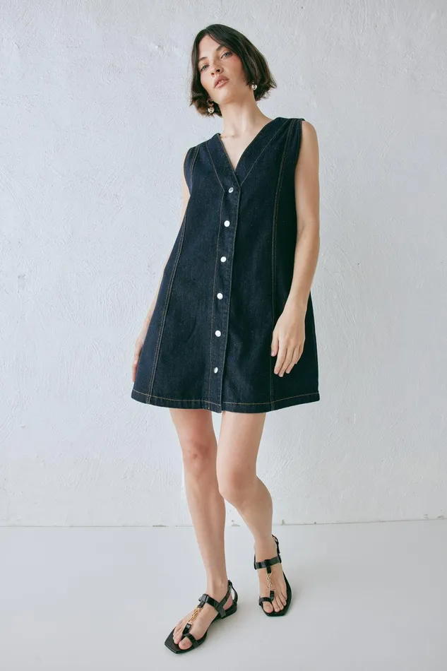 VRG GRL Aston Denim Mini Dress Indigo Women Sets VRG GRL Aston Denim Mini Dress Indigo Women Sets