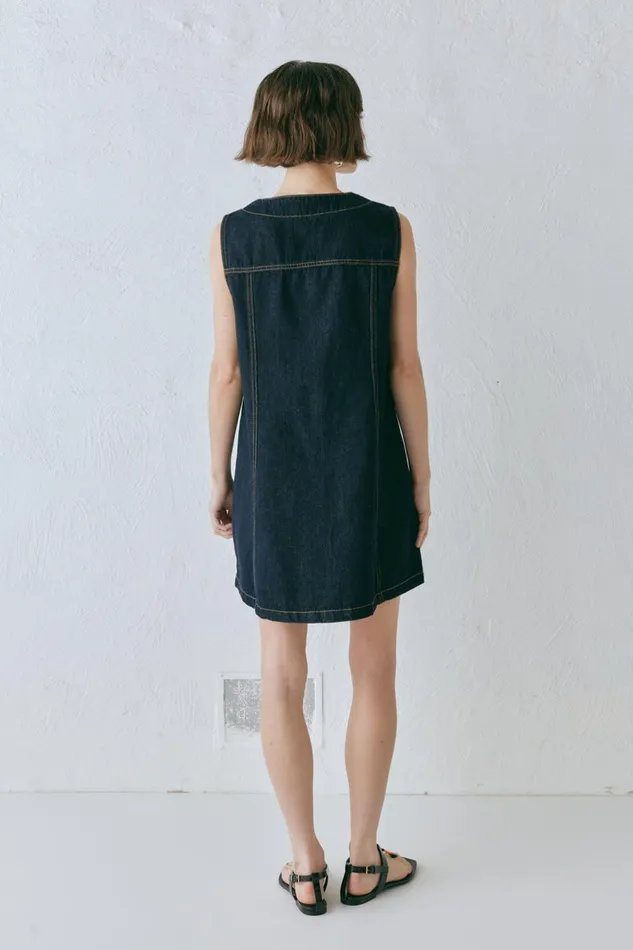 VRG GRL Aston Denim Mini Dress Indigo Women Sets VRG GRL Aston Denim Mini Dress Indigo Women Sets