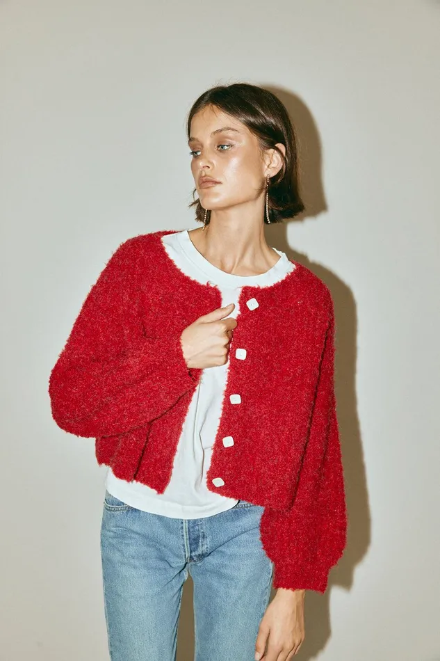 VRG GRL Elsie Knit Cardigan Chilli Women Cardigans
