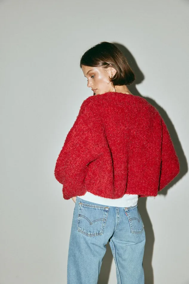 VRG GRL Elsie Knit Cardigan Chilli Women Cardigans