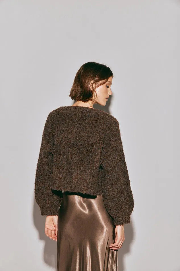 VRG GRL Elsie Knit Cardigan Chocolate Women Cardigans VRG GRL Elsie Knit Cardigan Chocolate Women Cardigans