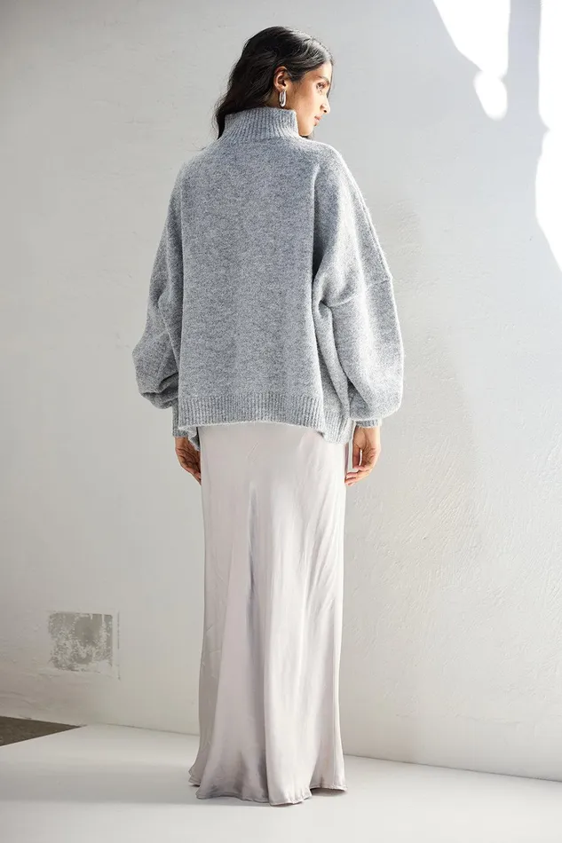 VRG GRL Florence Bias Cut Maxi Skirt Silver Women Skirts