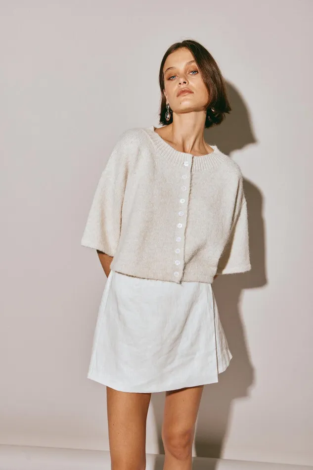 VRG GRL Hailey Knit Cardigan Oyster Women Cardigans VRG GRL Hailey Knit Cardigan Oyster Women Cardigans