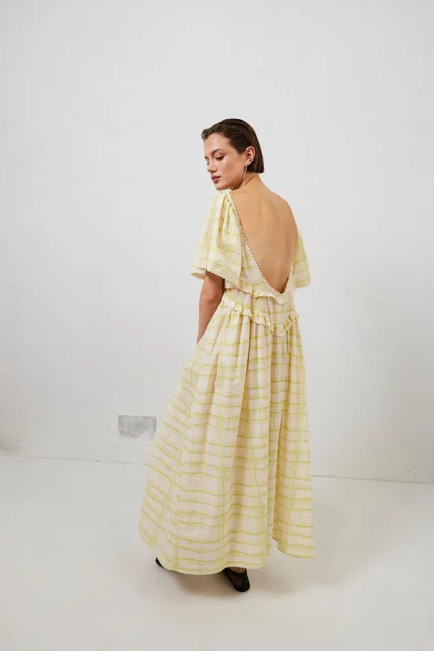 VRG GRL La Prairie Smock Midi Dress Check Women MidiMaxi Dresses