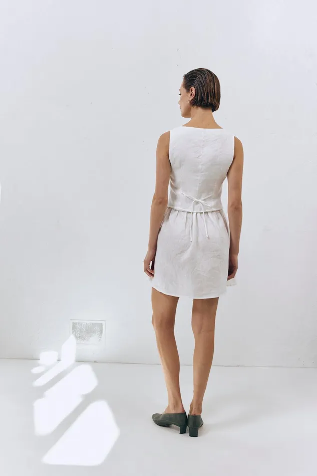 VRG GRL Ma Cherie Linen Mini Dress White Women Mini Dresses VRG GRL Ma Cherie Linen Mini Dress White Women Mini Dresses