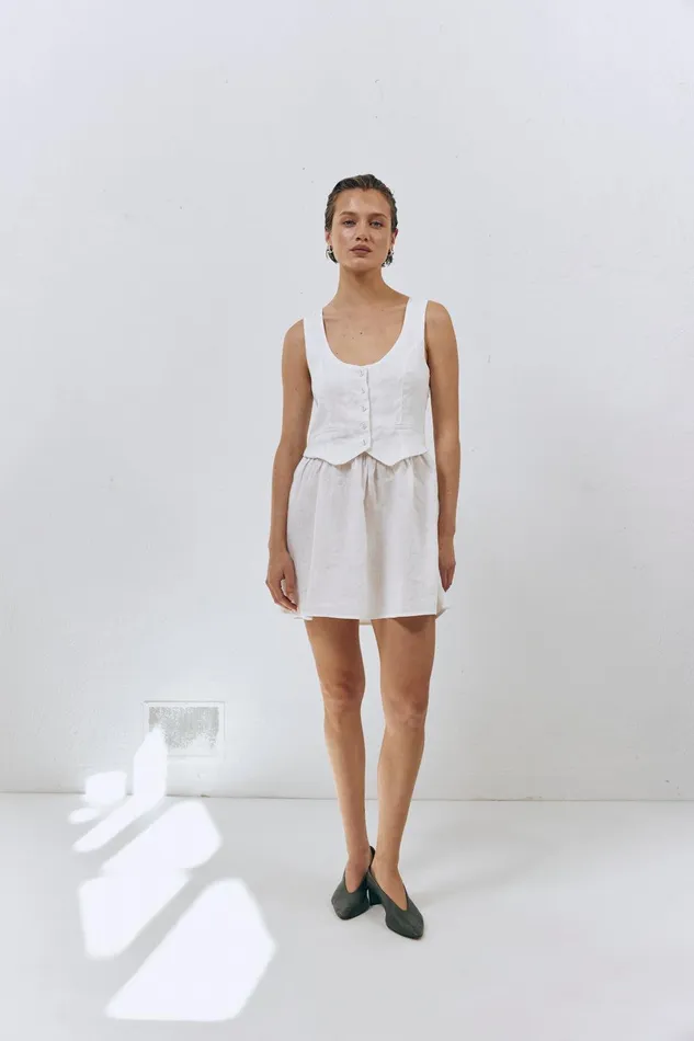 VRG GRL Ma Cherie Linen Mini Dress White Women Mini Dresses VRG GRL Ma Cherie Linen Mini Dress White Women Mini Dresses