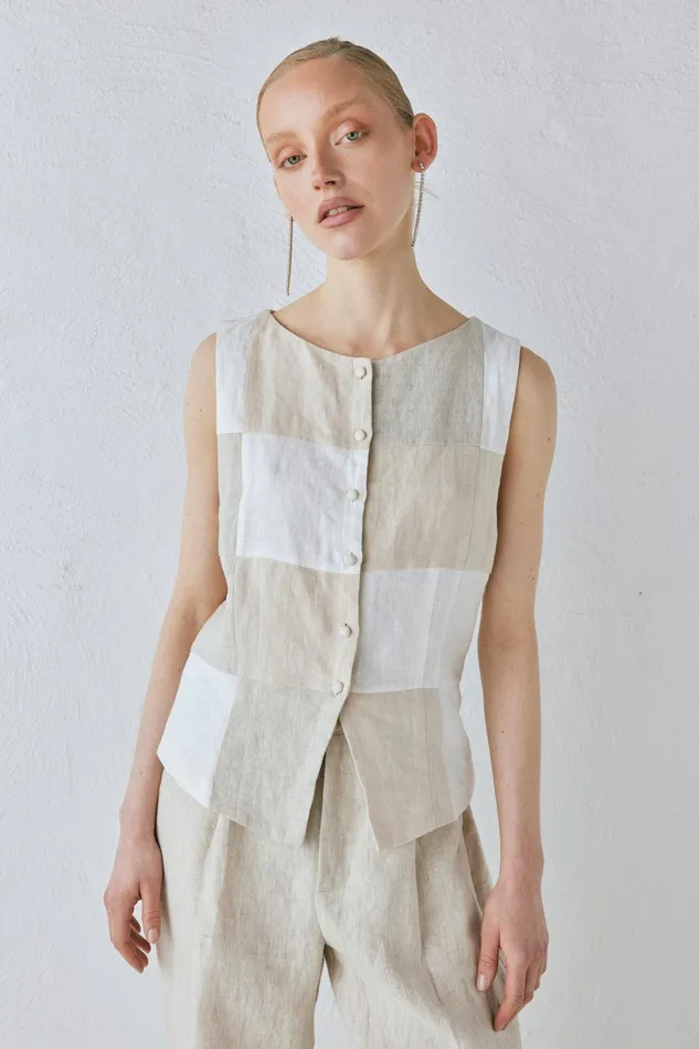 VRG GRL Rare Linen Vest Natural Women Vests