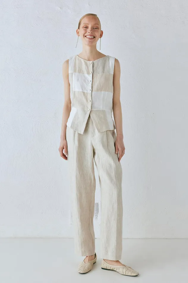 VRG GRL Rare Linen Vest Natural Women Vests VRG GRL Rare Linen Vest Natural Women Vests