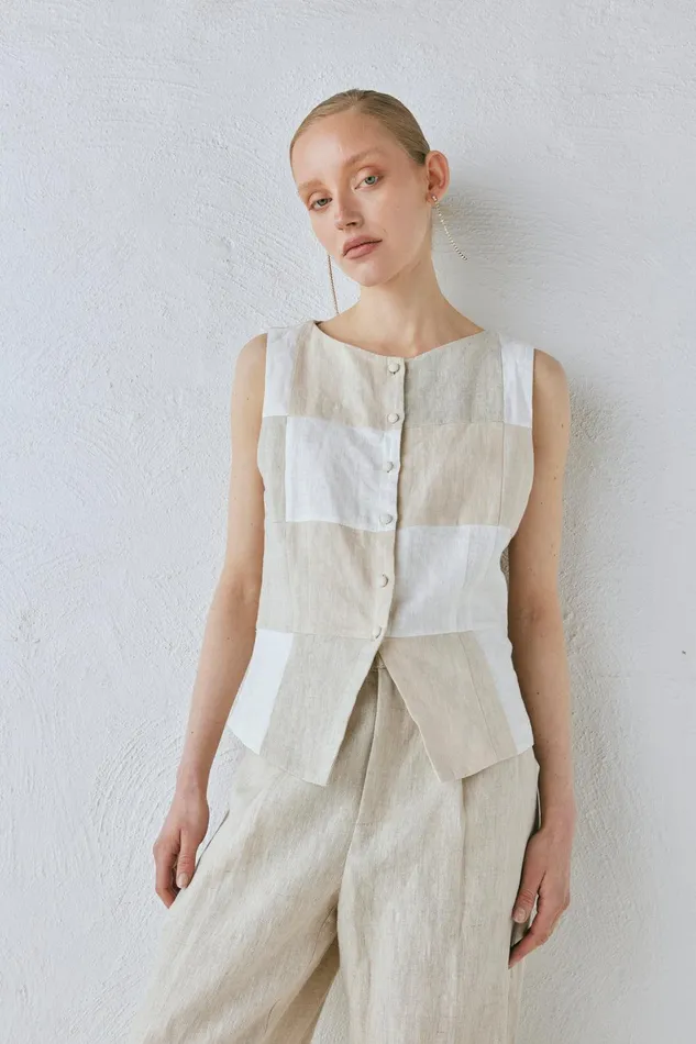 VRG GRL Rare Linen Vest Natural Women Vests VRG GRL Rare Linen Vest Natural Women Vests