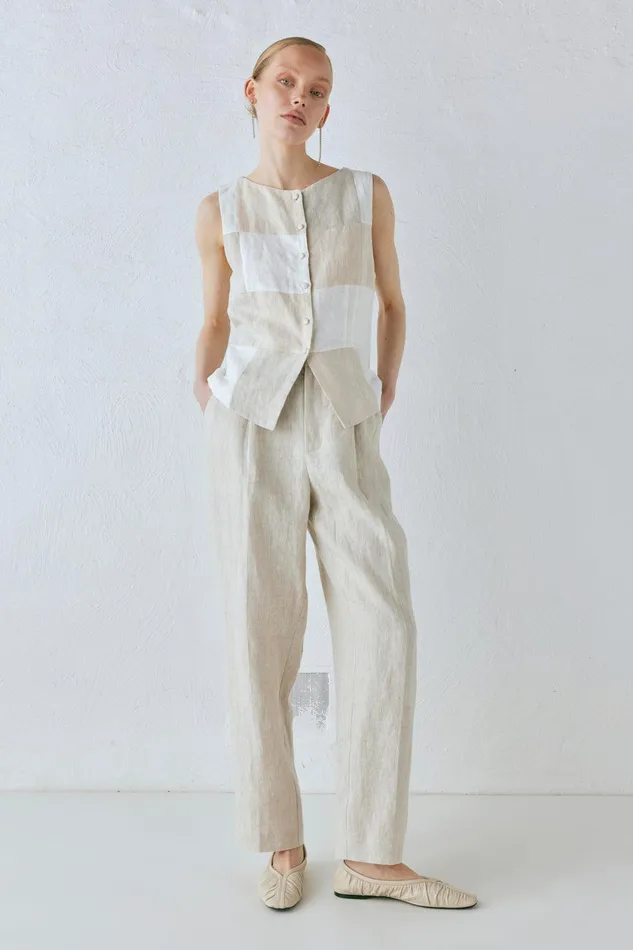 VRG GRL Rare Linen Vest Natural Women Vests VRG GRL Rare Linen Vest Natural Women Vests