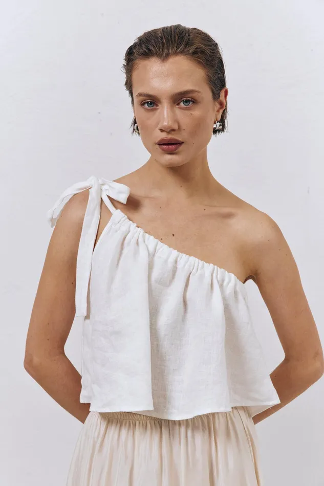 VRG GRL Slow Living Linen Top White Women Sleeveless