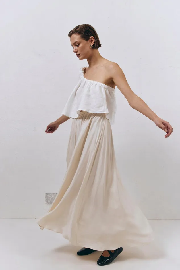 VRG GRL Slow Living Linen Top White Women Sleeveless