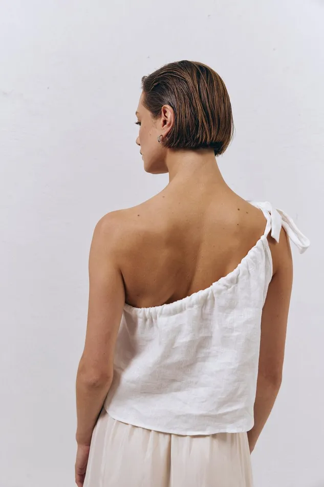 VRG GRL Slow Living Linen Top White Women Sleeveless