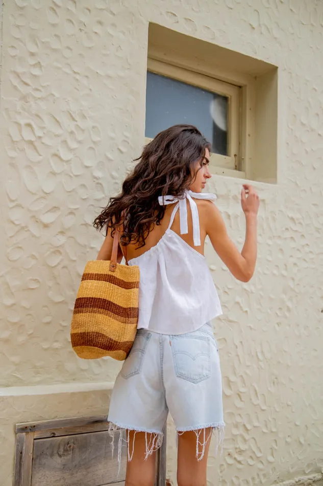 VRG GRL Slow Living Linen Top White Women Sleeveless