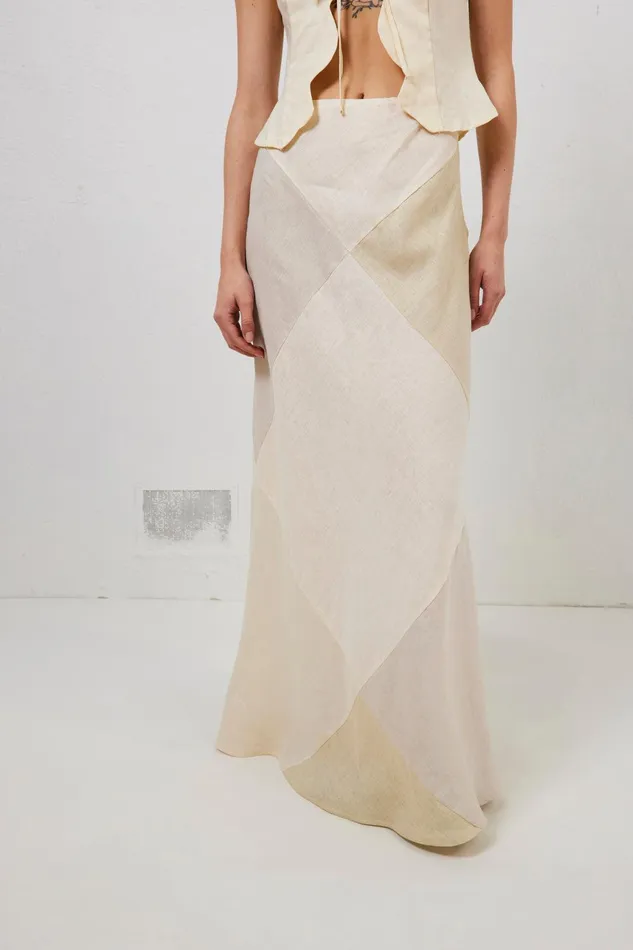 VRG GRL Valencia Bias Cut Linen Maxi Skirt Cream Women Skirts VRG GRL Valencia Bias Cut Linen Maxi Skirt Cream Women Skirts