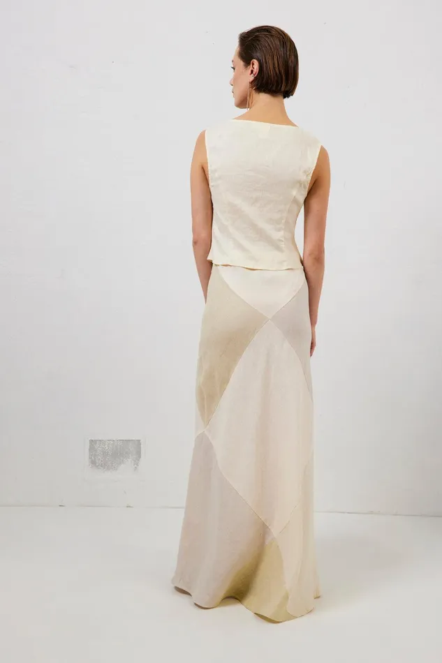 VRG GRL Valencia Bias Cut Linen Maxi Skirt Cream Women Skirts VRG GRL Valencia Bias Cut Linen Maxi Skirt Cream Women Skirts